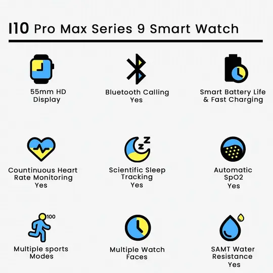 i10 Pro Max Bluetooth Call Smart Watch 2.19" Full Touch Screen Smartwatch Watch Series 9 Men/Women Smart Bracelet Fitness Tracker Smart band